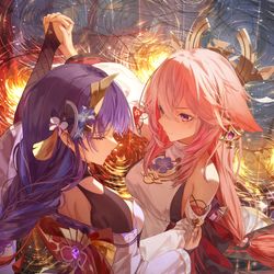 This is a pixiv picture whose title is 鸣神组.