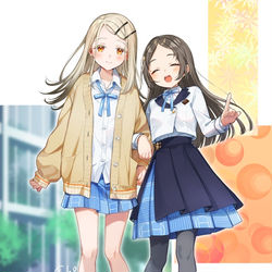 This is a pixiv picture whose title is 私服派の2人が制服通学したら.