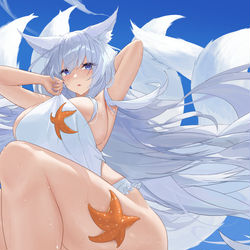 This is a pixiv picture whose title is 海边信浓.