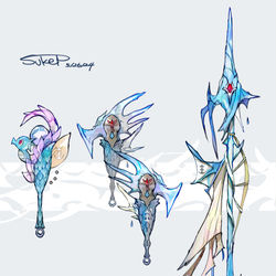 This is a pixiv picture whose title is タッツー・シードラ・キングドラモチーフの武器（ポケモン）.