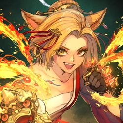 This is a pixiv picture whose title is 炎の拳.