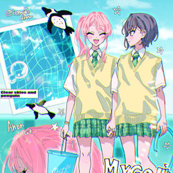This is a pixiv picture whose title is 蒼を泳ぐ🐧🐧.