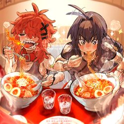 This is a pixiv picture whose title is 【skeb・夢絵】ヤマトタケルとオリ主さんと激辛ラーメン.