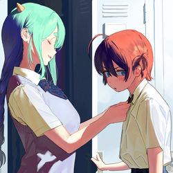 This is a pixiv picture whose title is ナヒアちゃん（高1）、ヒパちゃん（中3）.