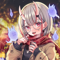 This is a pixiv picture whose title is 「ココア、あったかいね...😈」.