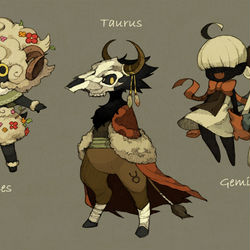 This is a pixiv picture whose title is 12星座モチーフモンスター（リメイク）.