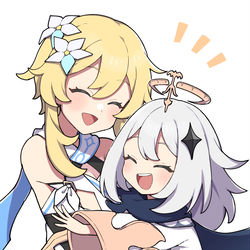This is a pixiv picture whose title is 旅人とパイモン.