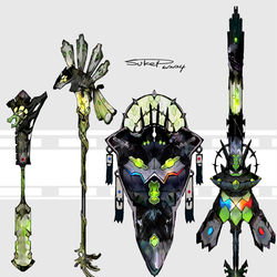 This is a pixiv picture whose title is ジガルデモチーフの武器（ポケモン）.