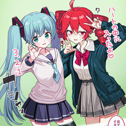 This is a pixiv picture whose title is 何がとは言わないがほぼ２倍の２人.