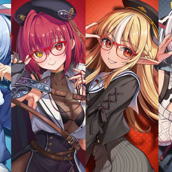 This is a pixiv picture whose title is 3期生×メガネシリーズ.