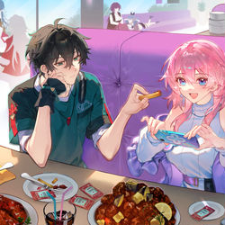 This is a pixiv picture whose title is chicken🍗.