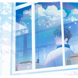 This is a pixiv picture whose title is 晴天天台.