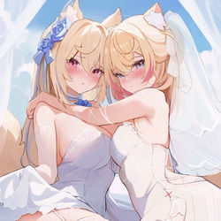 This is a pixiv picture whose title is FuwaMoco wedding.