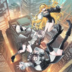 This is a pixiv picture whose title is 【お仕事絵】電音部「Swing along」ジャケットイラスト.