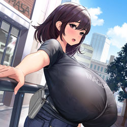 This is a pixiv picture whose title is オッパイ重くて疲れた….