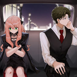 This is a pixiv picture whose title is assassin x politician AU.