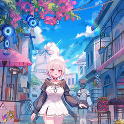 This is a pixiv picture whose title is 風の街から.