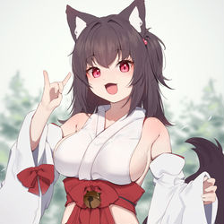 This is a pixiv picture whose title is 巫女きつねちゃん.