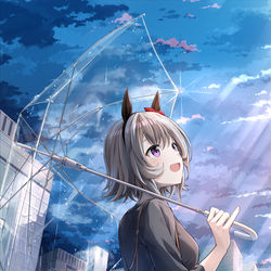 This is a pixiv picture whose title is 傘カレンチャン.