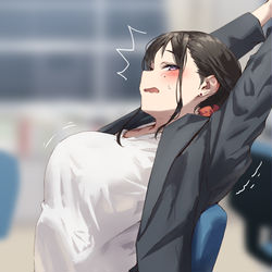 This is a pixiv picture whose title is 誰も居ないと思って伸びてた先生.
