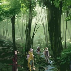 This is a pixiv picture whose title is 川の流れと共に.