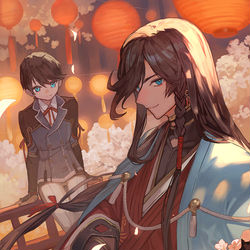 This is a pixiv picture whose title is 兼さんと堀川くん.