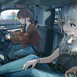 This is a pixiv picture whose title is 軽トラで二人きりドライブ.