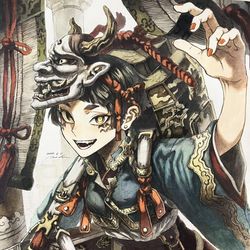 This is a pixiv picture whose title is お面売りちゃん.