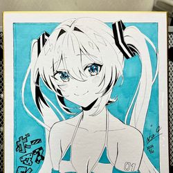 This is a pixiv picture whose title is ボーマス56で販売する初音ミクの色紙のまとめ.