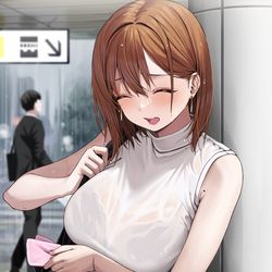This is a pixiv picture whose title is 「急に降られちゃったね〜…」.