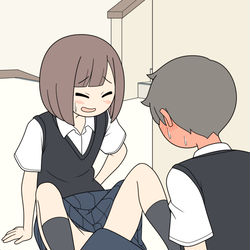 This is a pixiv picture whose title is 曲がり角でぶつかって尻餅をついてしまったノーパンJK（リメイク）.