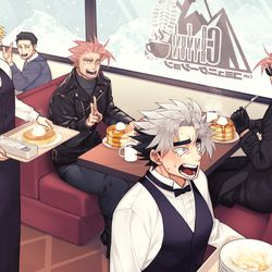 This is a pixiv picture whose title is 【腐向け】Cafeコミュニケーション【地獄飯おかわり】.