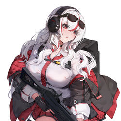 This is a pixiv picture whose title is 銃×制服少女.