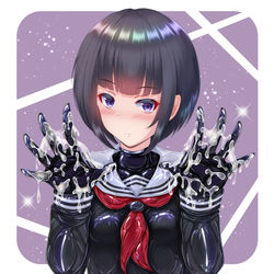 This is a pixiv picture whose title is 謎の白い液体が手に付いてるラバー千夜.