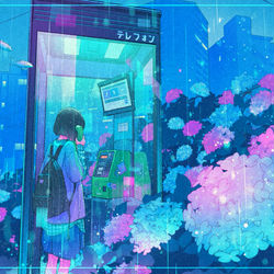 This is a pixiv picture whose title is 夜雨に咲く.
