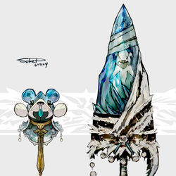This is a pixiv picture whose title is クマシュン・ツンベアーモチーフの武器（ポケモン）.
