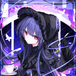 This is a pixiv picture whose title is 夜空のお茶会.