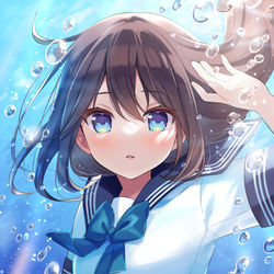 This is a pixiv picture whose title is 水中セーラー服.