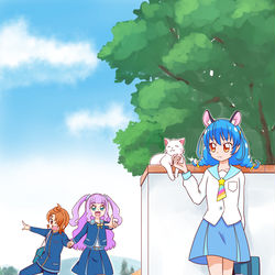 This is a pixiv picture whose title is ユニ、ツバサ、エルの学園生活.