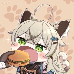 This is a pixiv picture whose title is 小猫你可以吃芝士汉堡.