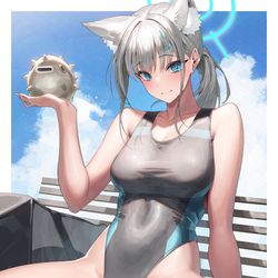 This is a pixiv picture whose title is シロコ　水着！！.