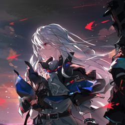 This is a pixiv picture whose title is 喂，博士，你听见海浪了吗？.