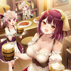 This is a pixiv picture whose title is 酒場の一日看板娘.