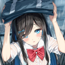 This is a pixiv picture whose title is ごめん…ちょっと雨宿り…いい？.