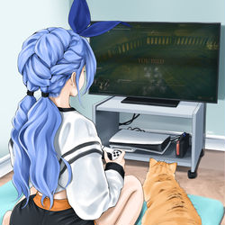 This is a pixiv picture whose title is 😤🎮.