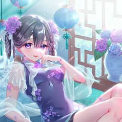 This is a pixiv picture whose title is 紫陽花少女💜.