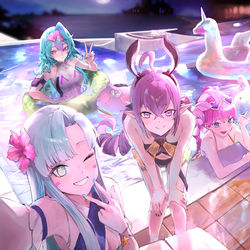 This is a pixiv picture whose title is 泳池party.