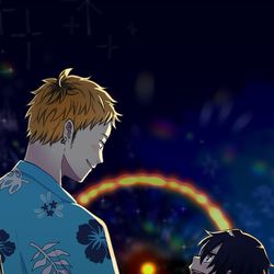 This is a pixiv picture whose title is 陽介とミライ.