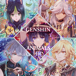 This is a pixiv picture whose title is GENSHIN & ANIMALS III.