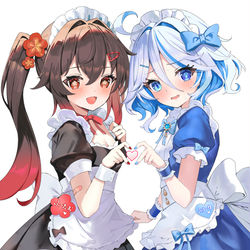 This is a pixiv picture whose title is メイド胡桃×フリーナ.